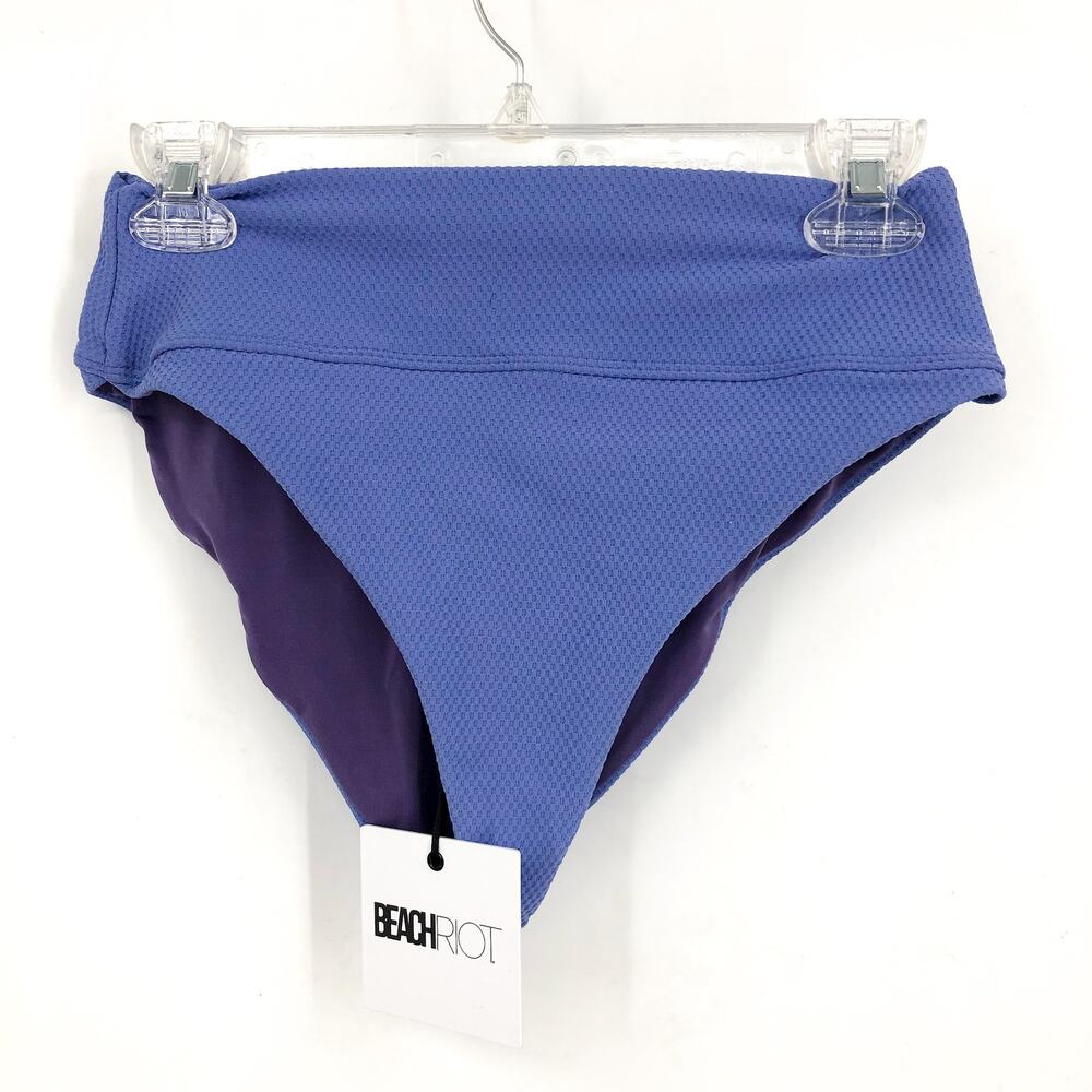 BEACH RIOT Women's Highway Bikini Bottom Large Purple Periwinkle Waffle NWT - Picture 6 of 12